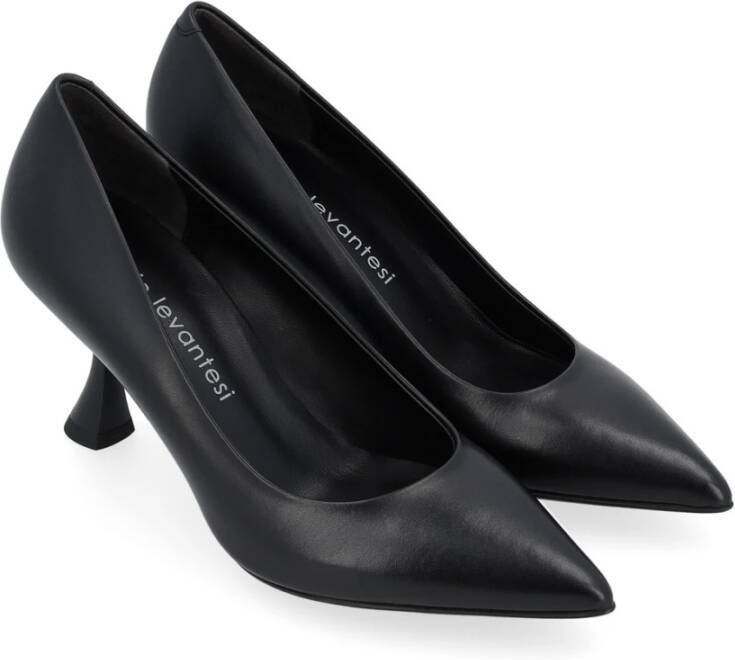 Sergio Levantesi Zwarte Kalfsleren Decollete Schoen Black Dames