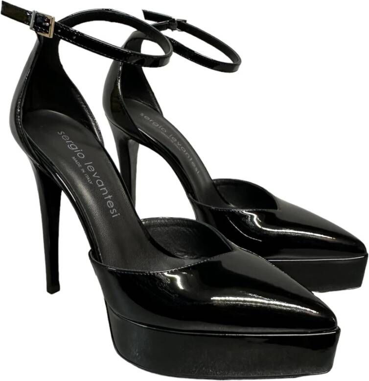 Sergio Levantesi Zwarte lakleren hoge hak pumps Black Dames