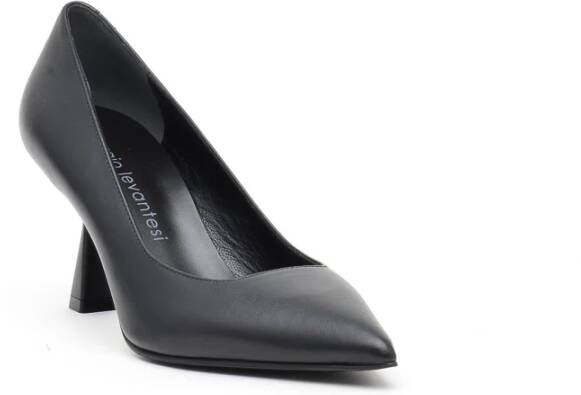 Sergio Levantesi Zwarte Leren Julia Decolté 8cm Hak Black Dames