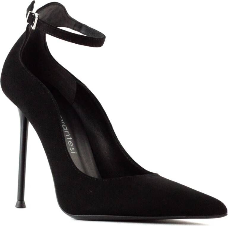 Sergio Levantesi Zwarte Suède Livia Pumps met Hak Black Dames