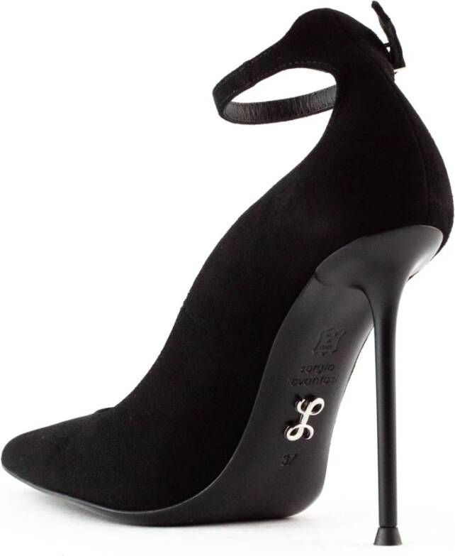 Sergio Levantesi Zwarte Suède Livia Pumps met Hak Black Dames