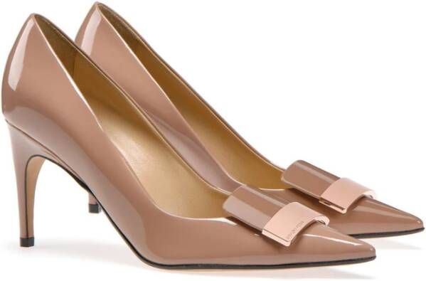 Sergio Rossi Beige Leren Pumps met Puntige Neus Beige Dames