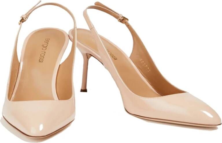 Sergio Rossi Beige Leren Slingback Pumps Beige Dames