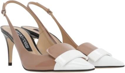 Sergio Rossi Bicolor Lak Slingback Hakken Beige Dames