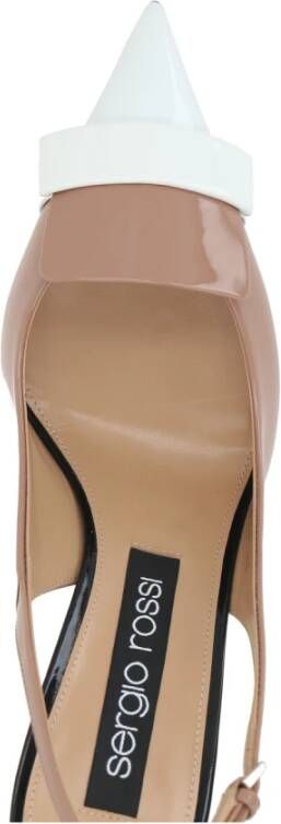 Sergio Rossi Bicolor Lak Slingback Hakken Beige Dames