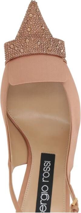 Sergio Rossi Bronzen Slingback met Kristalversieringen Beige Dames