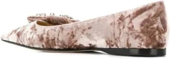 Sergio Rossi Bruine Ballerina Flats met Kristallen Multicolor Dames