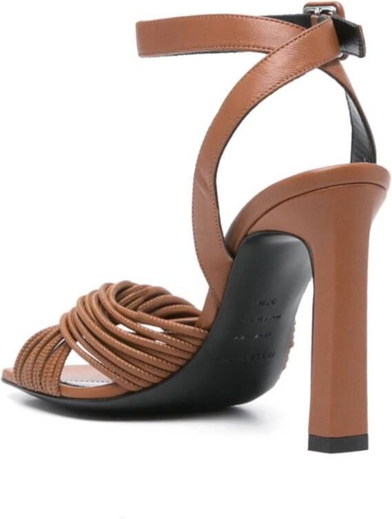 Sergio Rossi Bruine Leren Hoge Hak Sandalen Brown Dames