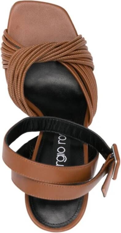 Sergio Rossi Bruine Leren Hoge Hak Sandalen Brown Dames