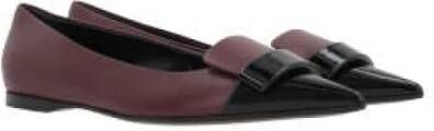 Sergio Rossi Burgundy Leather Ballerina Flats Brown Dames