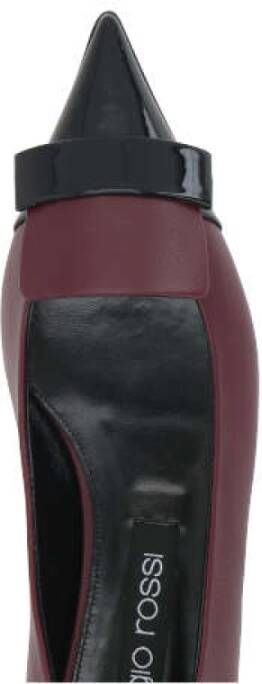 Sergio Rossi Burgundy Leather Ballerina Flats Brown Dames