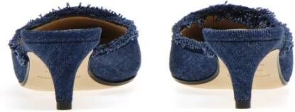 Sergio Rossi Denim Effect Muiltjes met Franje Afwerking Blue Dames