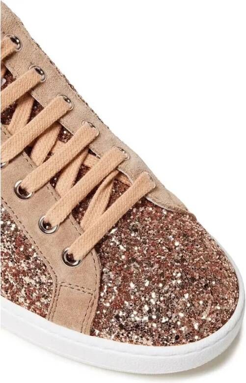 Sergio Rossi Glitter Geweven Sneakers Vrouwen Italië Pink Dames