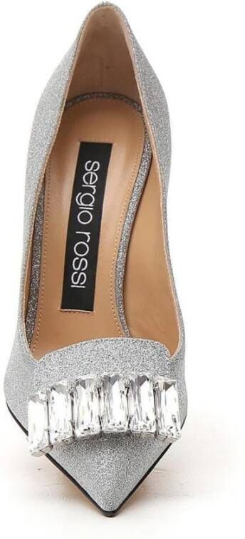 Sergio Rossi Glitter Pumps met Kristaldetail Gray Dames