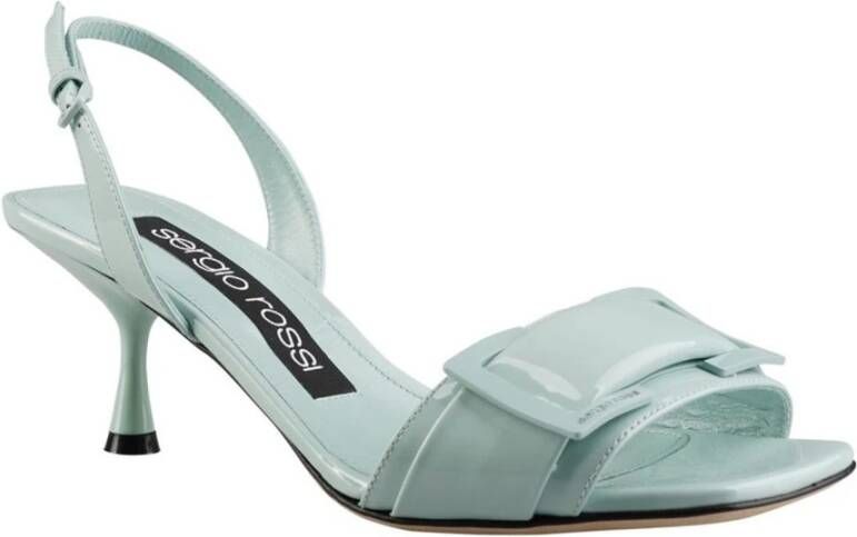 Sergio Rossi Groene Leren Sandalen Elegante Stijl Green Dames