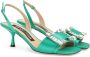 Sergio Rossi Groene Satijnen Sandalen met Kristaldetails Green Dames - Thumbnail 2