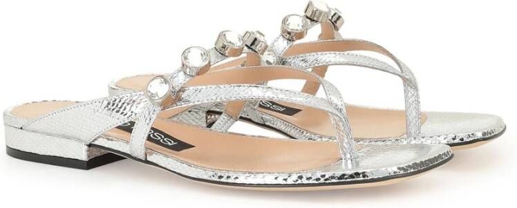 Sergio Rossi Kristal platte sandalen met topdetail Gray Dames