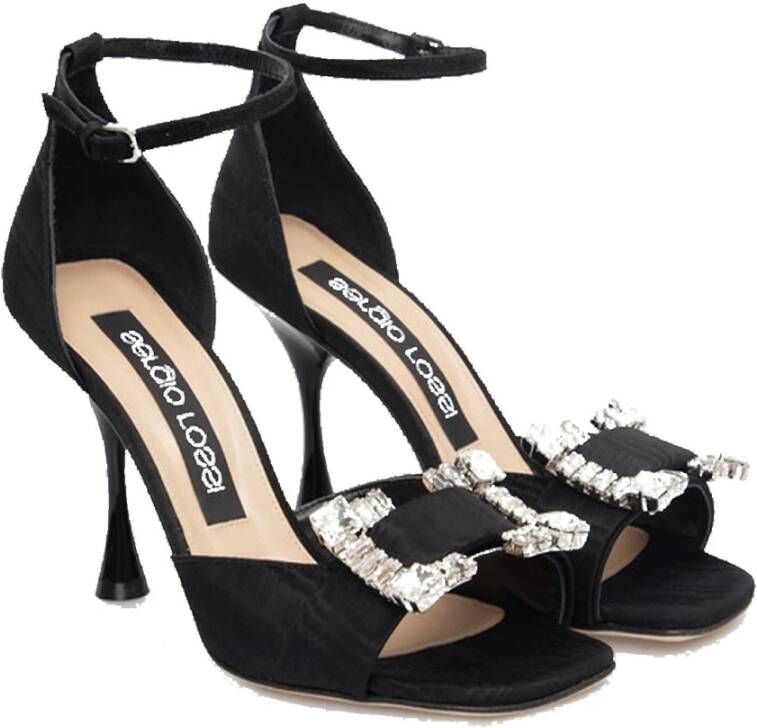 Sergio Rossi Kristal Zwarte Sandalen Aw23 Black Dames