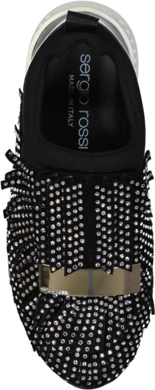 Sergio Rossi Kristallen Hardloopschoenen met Franje Detail Black Dames