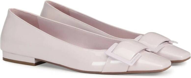 Sergio Rossi Leren Ballerina Flats met Metalen Hardware Pink Dames