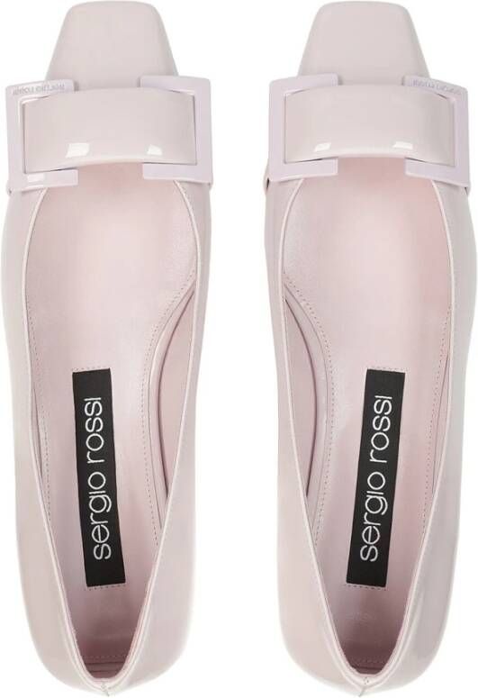 Sergio Rossi Leren Ballerina Flats met Metalen Hardware Pink Dames