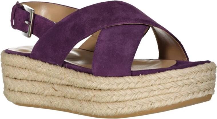 Sergio Rossi Leren Espadrilles met Verstelbare Enkel Gesp Purple Dames