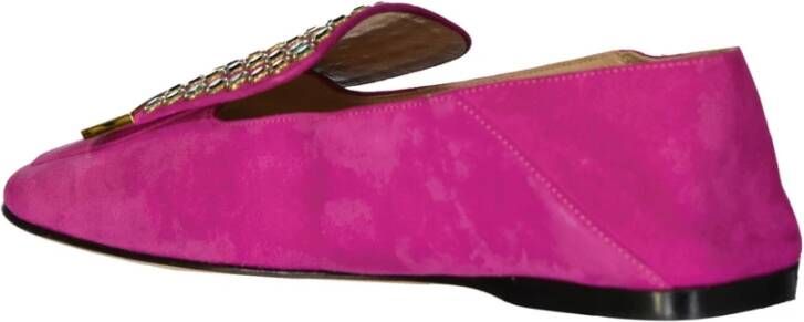 Sergio Rossi Leren Loafers met Kristaldetail Pink Dames