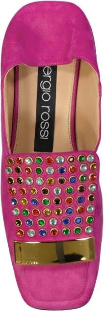 Sergio Rossi Leren Loafers met Kristaldetail Pink Dames