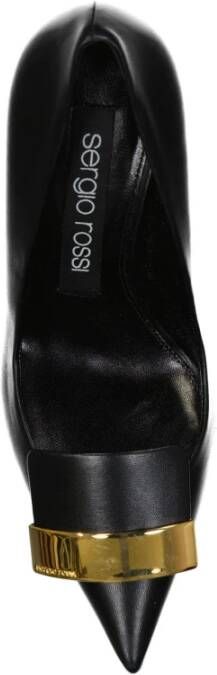 Sergio Rossi Leren pumps met 7 cm hak Black Dames