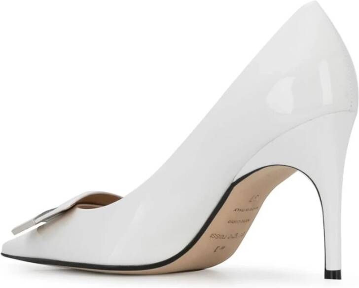 Sergio Rossi Leren pumps met lak effect White Dames