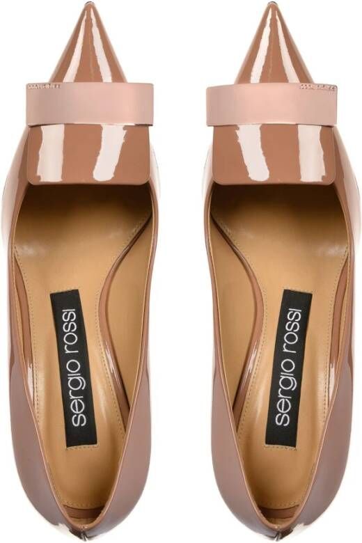 Sergio Rossi Leren Pumps met puntige neus Beige Dames