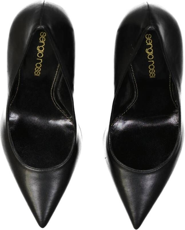 Sergio Rossi Leren Pumps met Puntige Neus Black Dames