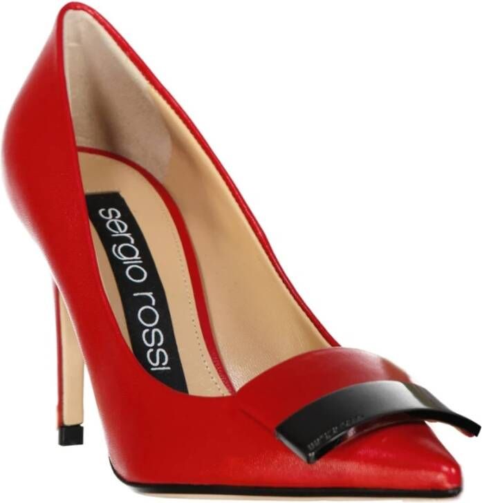 Sergio Rossi Leren pumps met puntige neus Red Dames