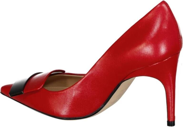 Sergio Rossi Leren pumps met puntige neus Red Dames