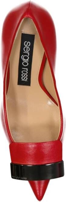 Sergio Rossi Leren pumps met puntige neus Red Dames