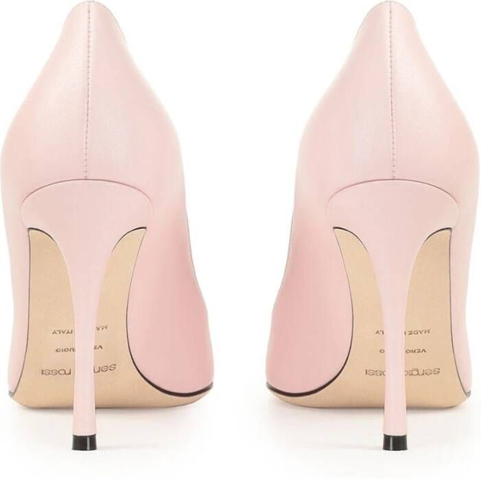 Sergio Rossi Leren Pumps Puntige Neus Vrouwen Italië Pink Dames