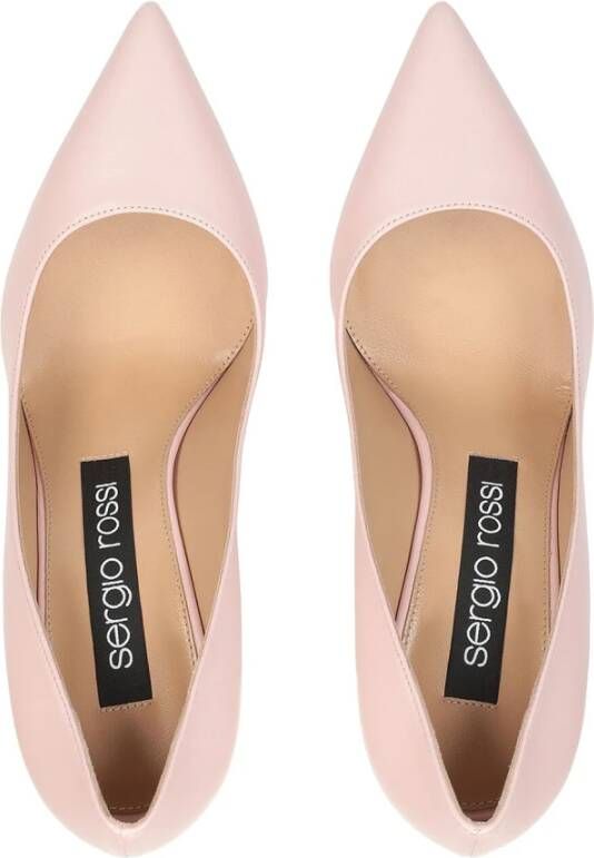 Sergio Rossi Leren Pumps Puntige Neus Vrouwen Italië Pink Dames