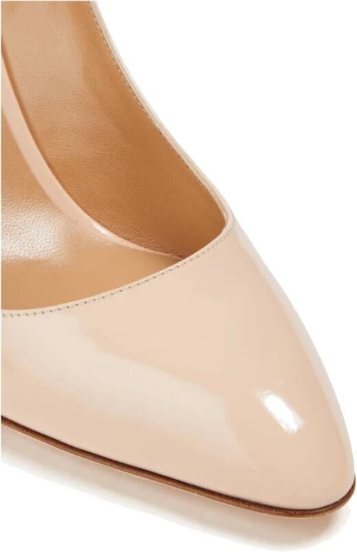 Sergio Rossi Leren Slingback Pumps met Patent Effect Beige Dames