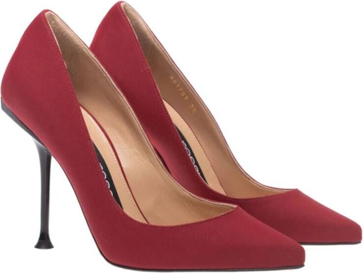 Sergio Rossi Milano Pumps Leren Puntige Neus Hakken Red Dames