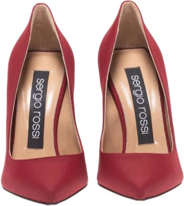 Sergio Rossi Milano Pumps Leren Puntige Neus Hakken Red Dames