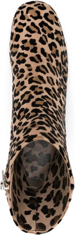 Sergio Rossi Mini Leo Flock Print Laarzen Beige Dames