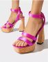 Sergio Rossi Neonroze Kurk Sandalen met Hak Pink Dames - Thumbnail 2