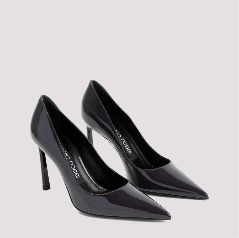 Sergio Rossi Paarse Lakleren Puntige Neus Pumps Black Dames