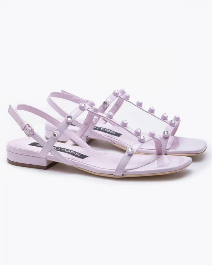 Sergio Rossi Leren Pellet Sandalen met Dagelijkse Rehices Roze Dames