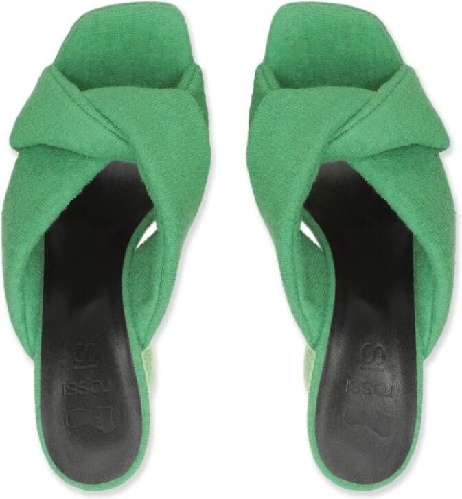 Sergio Rossi Platform Mules in Sponged Stijl Green Dames