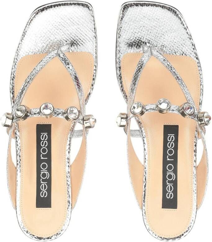 Sergio Rossi Platte sandalen met kristal en topdetail Gray Dames