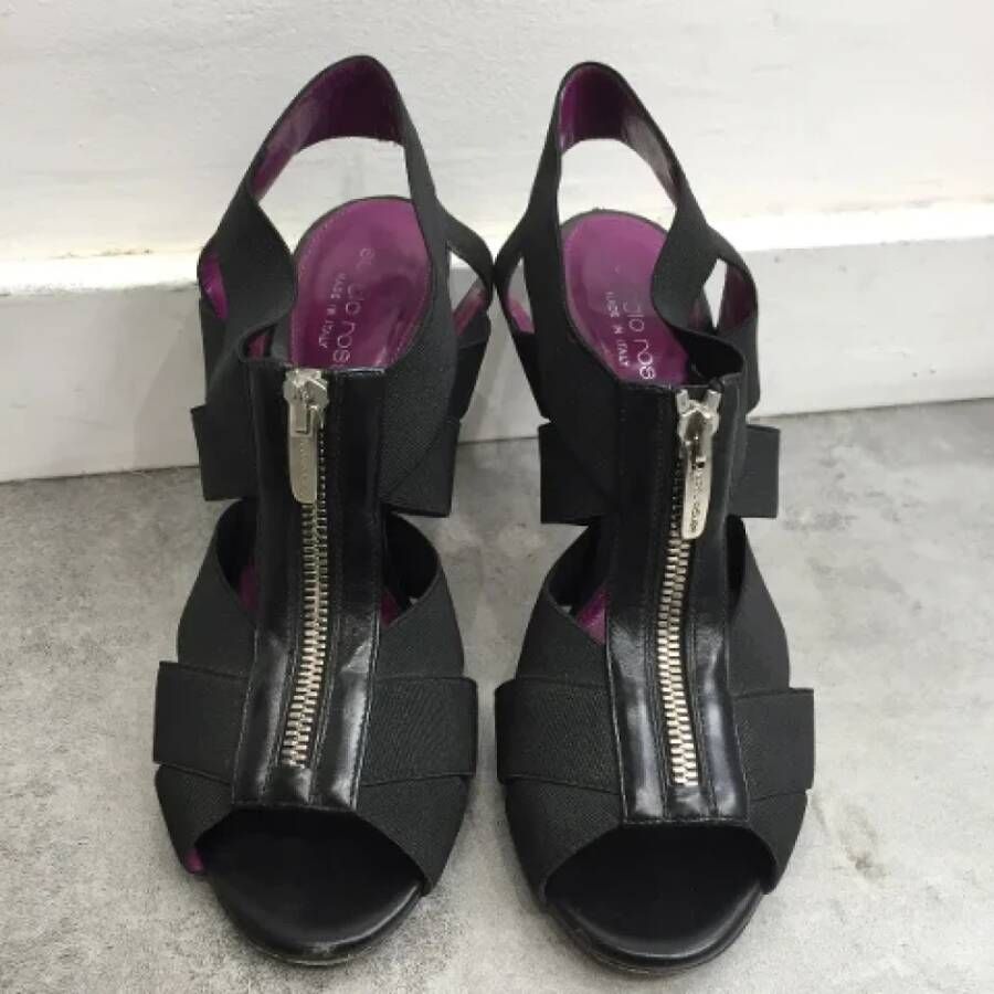 Sergio Rossi Pre-owned Canvas sandals Black Dames