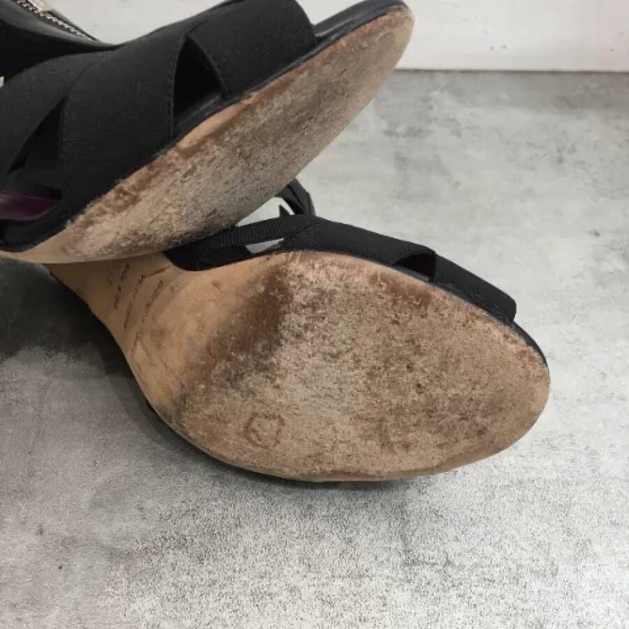 Sergio Rossi Pre-owned Canvas sandals Black Dames