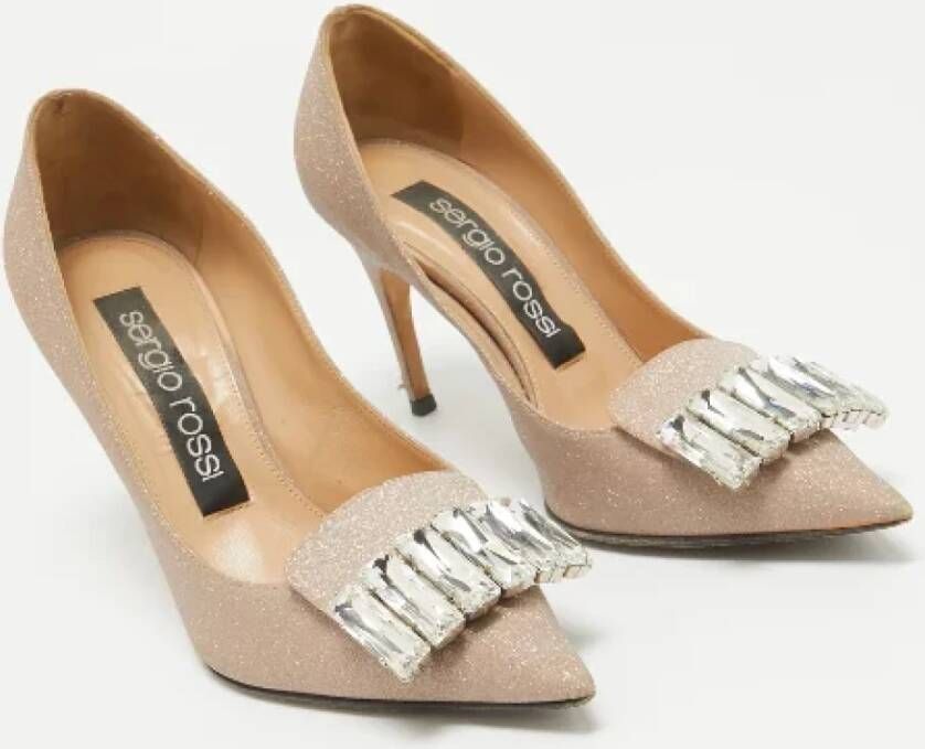 Sergio Rossi Pre-owned Fabric heels Beige Dames