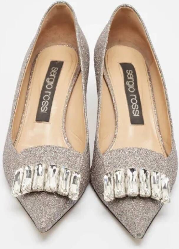 Sergio Rossi Pre-owned Fabric heels Gray Dames